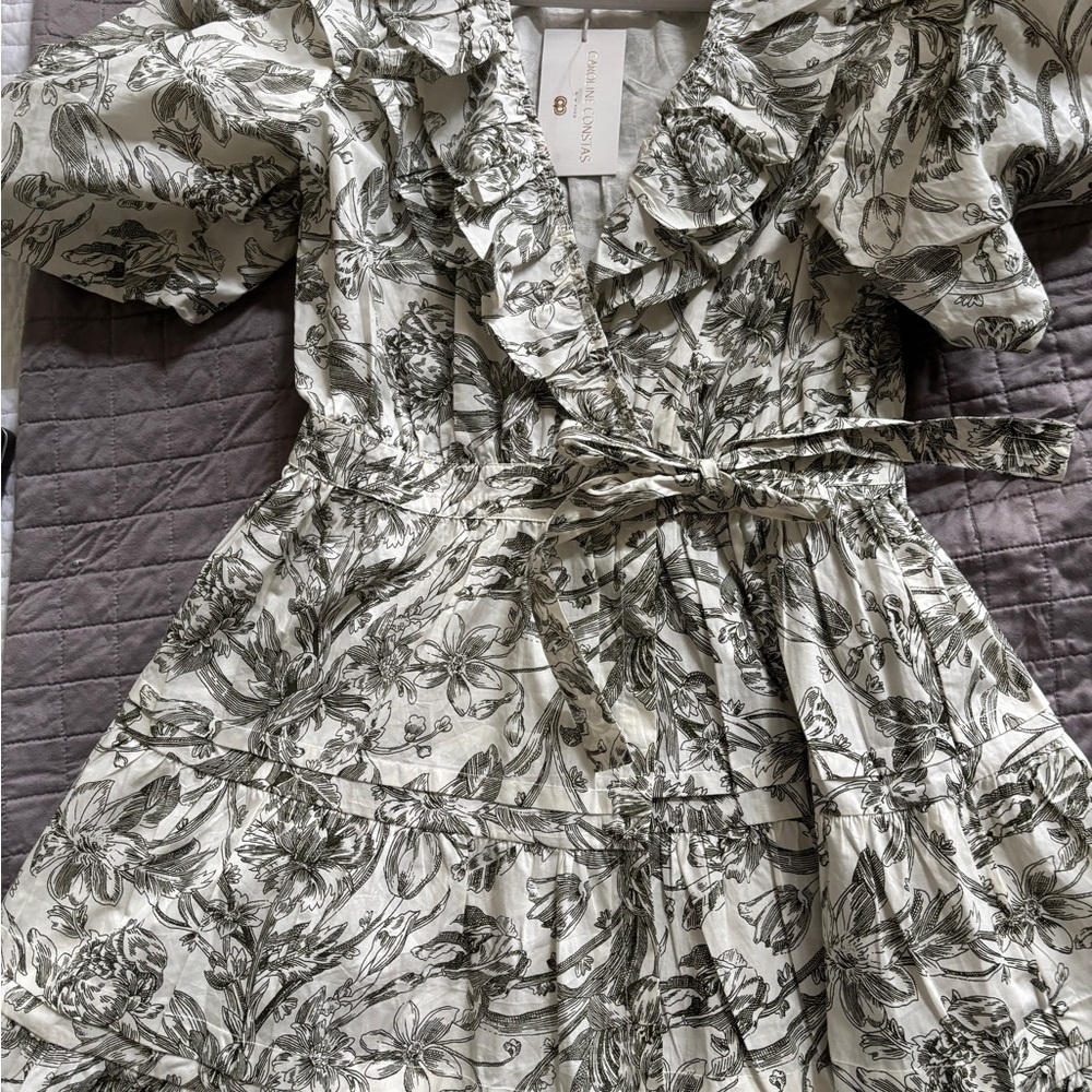 Caroline Constas adorable floral Ruffle Dress high end desiger size medium Nwot
